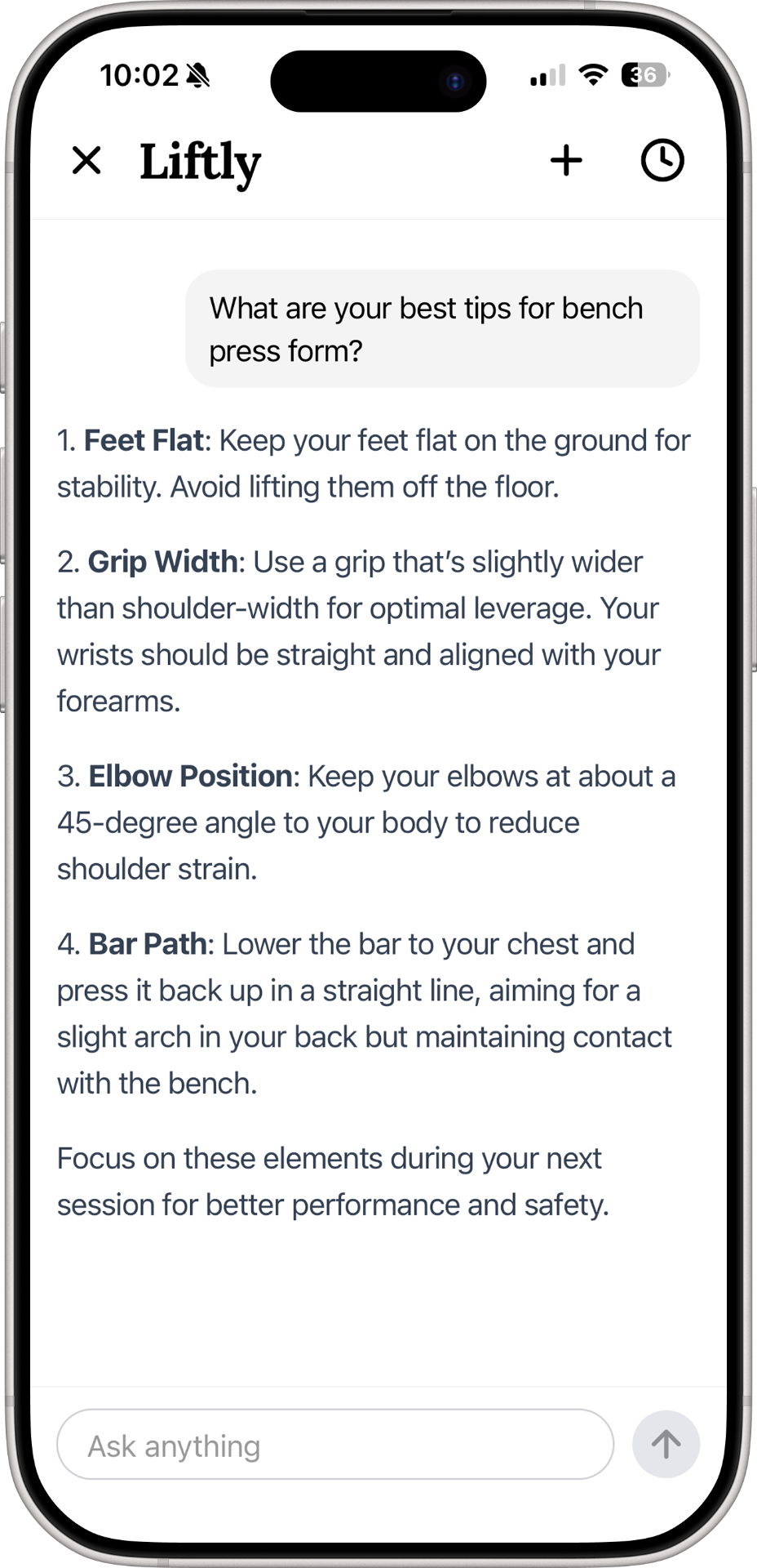 AI chat coaching interface